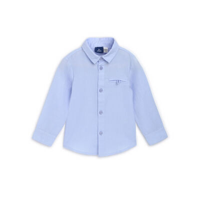 Boys Light Blue Solid Long Sleeve Shirt